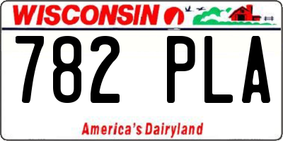 WI license plate 782PLA