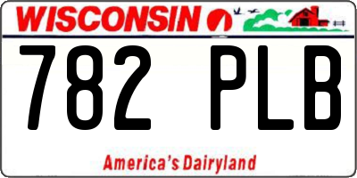 WI license plate 782PLB