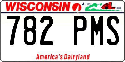 WI license plate 782PMS