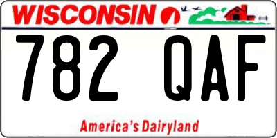 WI license plate 782QAF