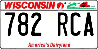 WI license plate 782RCA