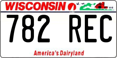 WI license plate 782REC