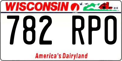 WI license plate 782RPO
