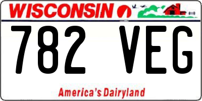 WI license plate 782VEG