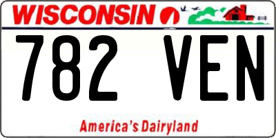 WI license plate 782VEN