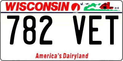 WI license plate 782VET