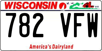 WI license plate 782VFW