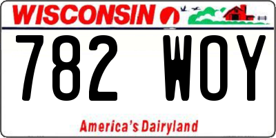 WI license plate 782WOY