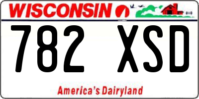 WI license plate 782XSD
