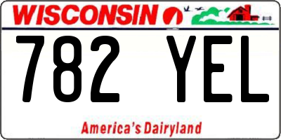 WI license plate 782YEL