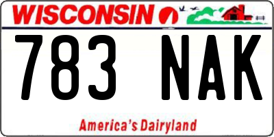 WI license plate 783NAK