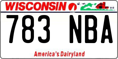 WI license plate 783NBA