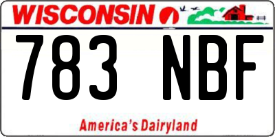 WI license plate 783NBF