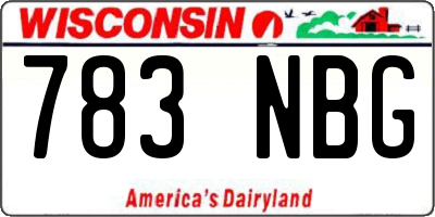 WI license plate 783NBG