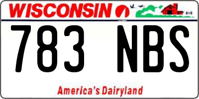 WI license plate 783NBS