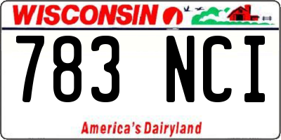 WI license plate 783NCI