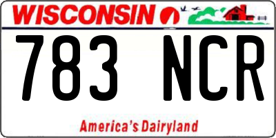 WI license plate 783NCR