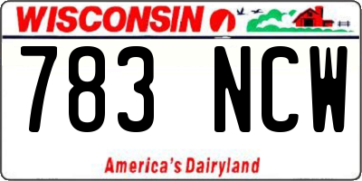 WI license plate 783NCW