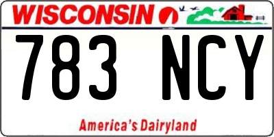 WI license plate 783NCY