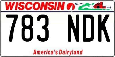 WI license plate 783NDK
