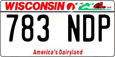 WI license plate 783NDP