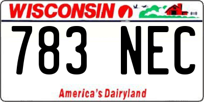 WI license plate 783NEC