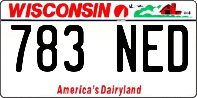 WI license plate 783NED