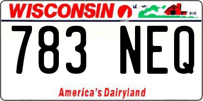 WI license plate 783NEQ