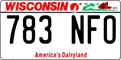 WI license plate 783NFO
