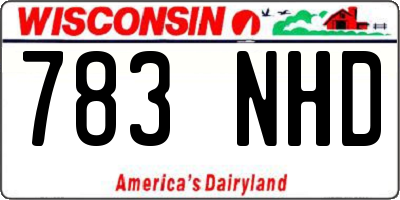 WI license plate 783NHD