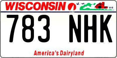 WI license plate 783NHK