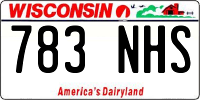 WI license plate 783NHS