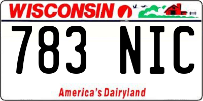 WI license plate 783NIC