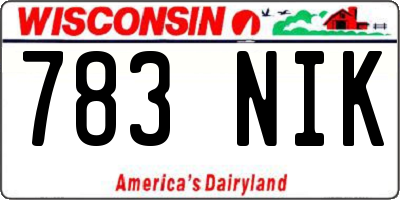 WI license plate 783NIK