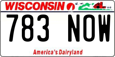 WI license plate 783NOW