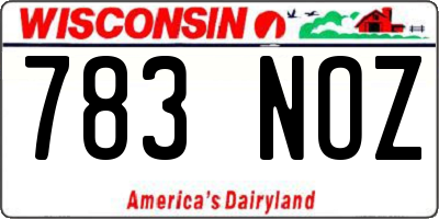 WI license plate 783NOZ
