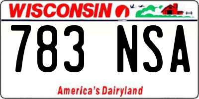 WI license plate 783NSA