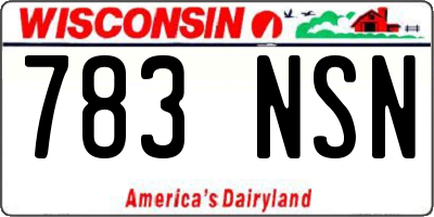 WI license plate 783NSN