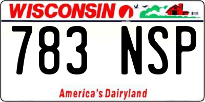 WI license plate 783NSP