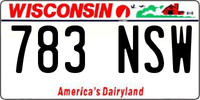 WI license plate 783NSW