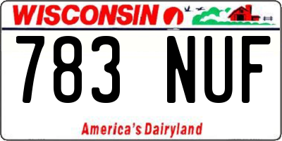 WI license plate 783NUF