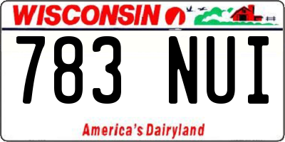 WI license plate 783NUI