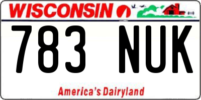 WI license plate 783NUK