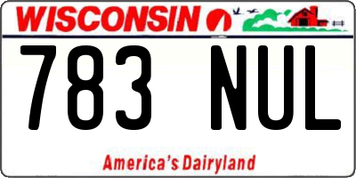 WI license plate 783NUL