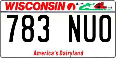 WI license plate 783NUO