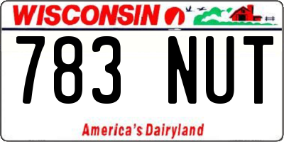 WI license plate 783NUT