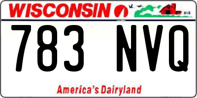 WI license plate 783NVQ