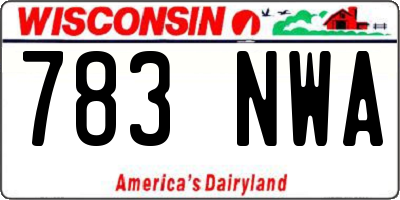 WI license plate 783NWA