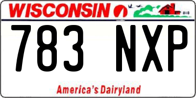 WI license plate 783NXP