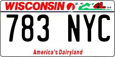 WI license plate 783NYC